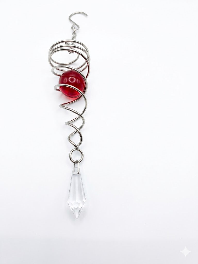 Spiral Suncatcher with Red stone