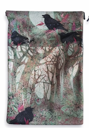 Midnight Crow Chorus Drawstring Pouch