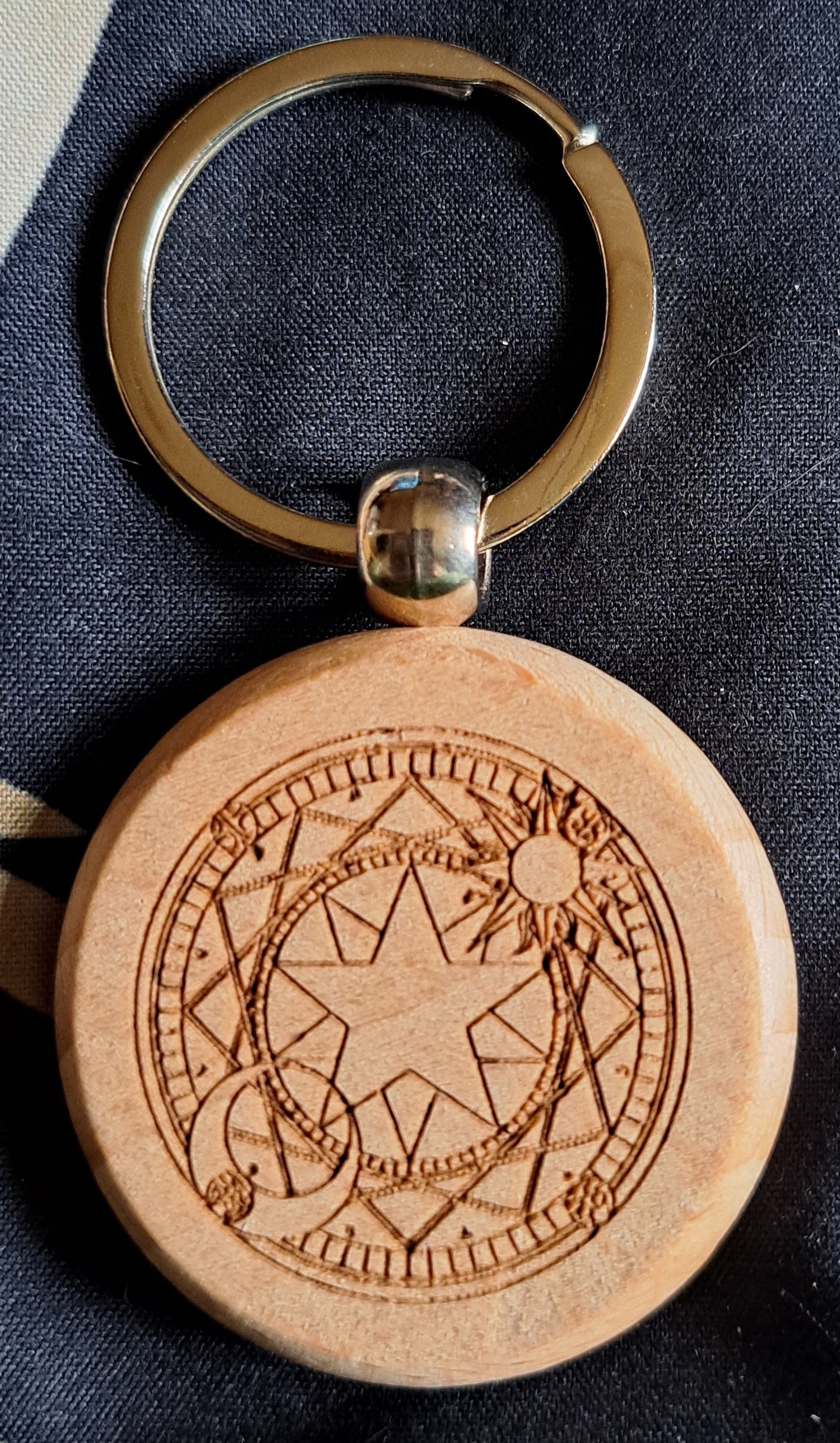 Celestial Magic Circle Wooden Keychain