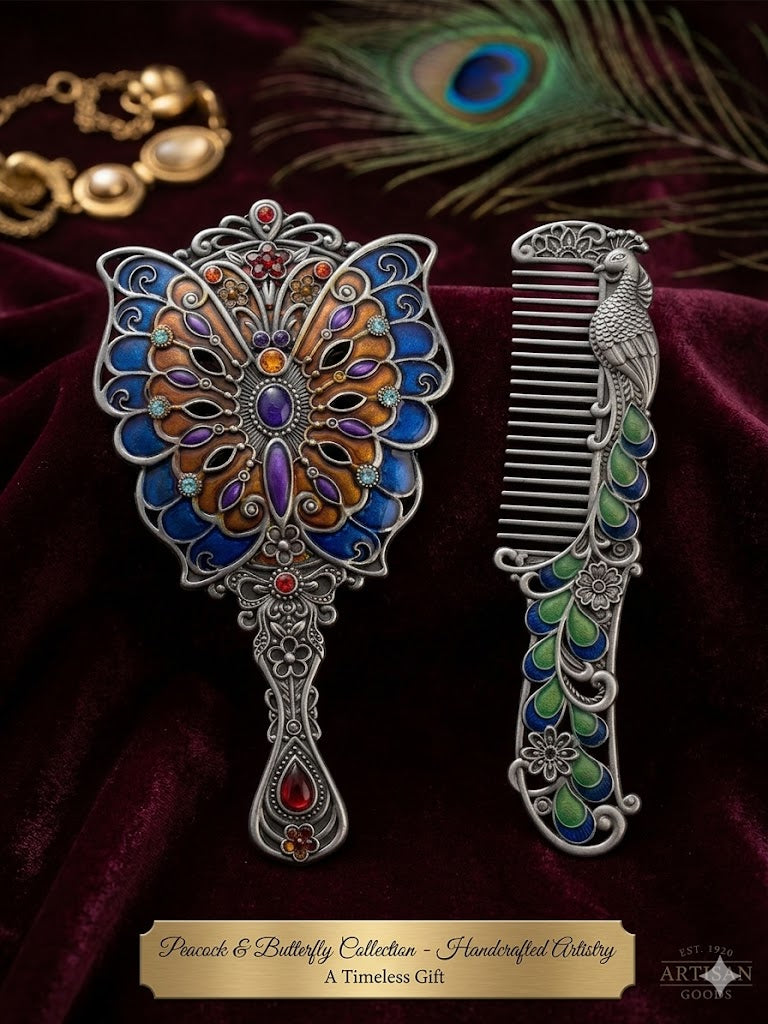 Mirror and Comb set Butterfly Blue