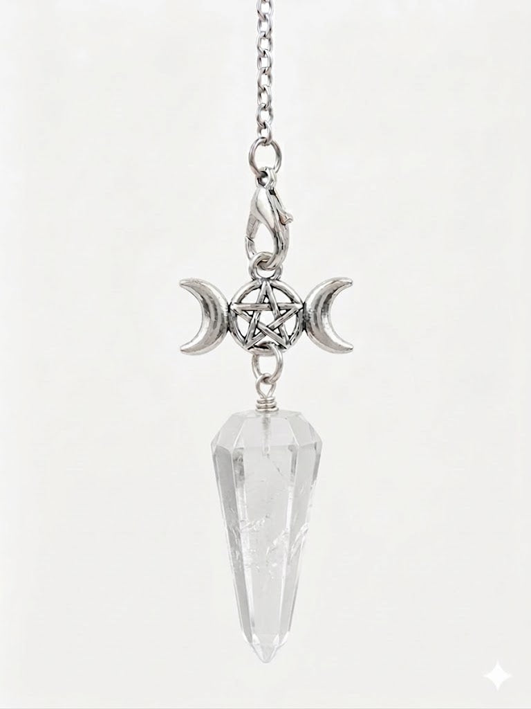 Triple Moon Pendulum with Clear Quartz Crysta