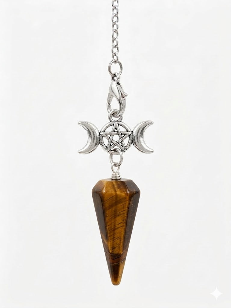 Triple Moon Pendulum with Tiger Eye