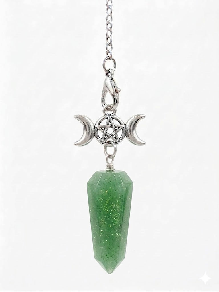 Triple Moon Pendulum with Green Adventurine Crystal
