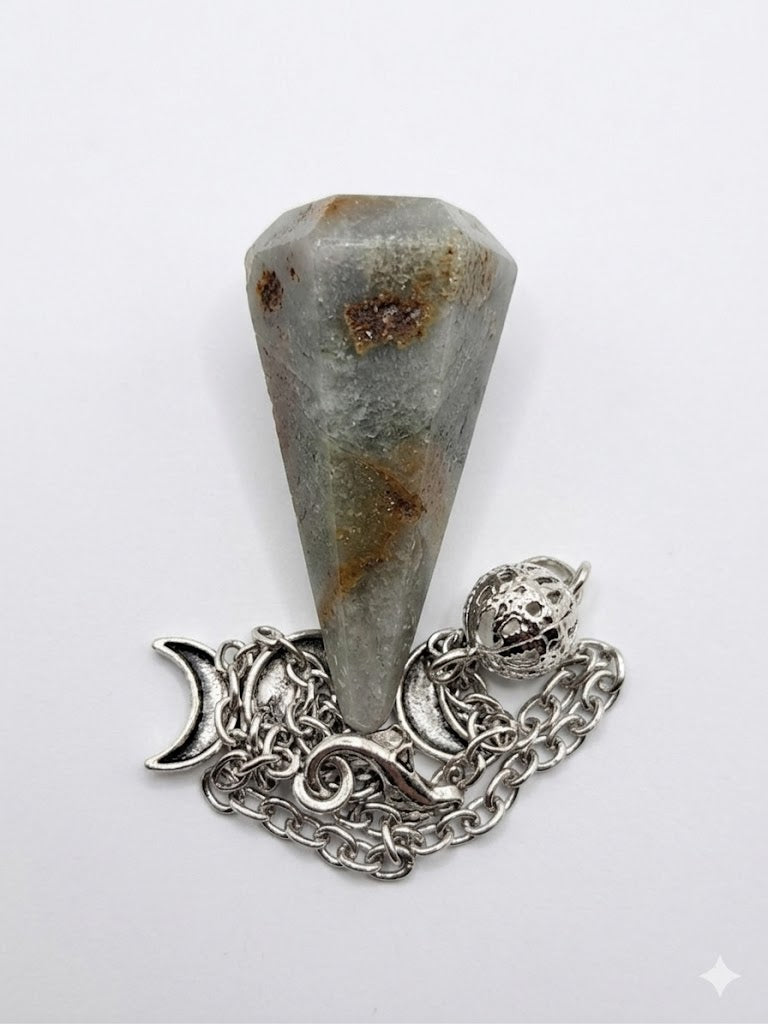 Triple Moon Necklace with Gray Moonstone Crystal