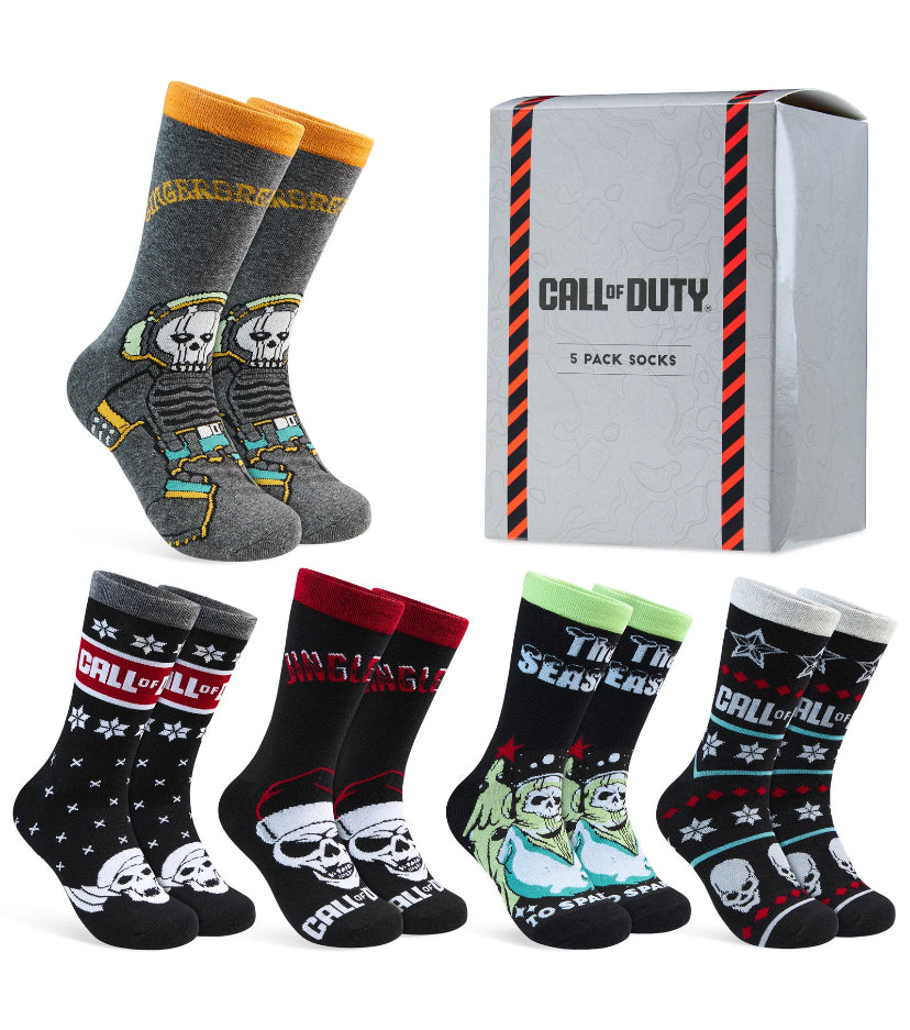Call of Duty Mens Crew Socks Pack of 5 Warm Casual Walking Footwear Gift