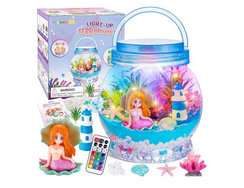 MELAND Mermaid Terrarium Kit for Kids, Craft Kits for Kids Birthday Christmas Presents, Mermaid Toys Gifts for Girls 5 6 7 8 + Years Old