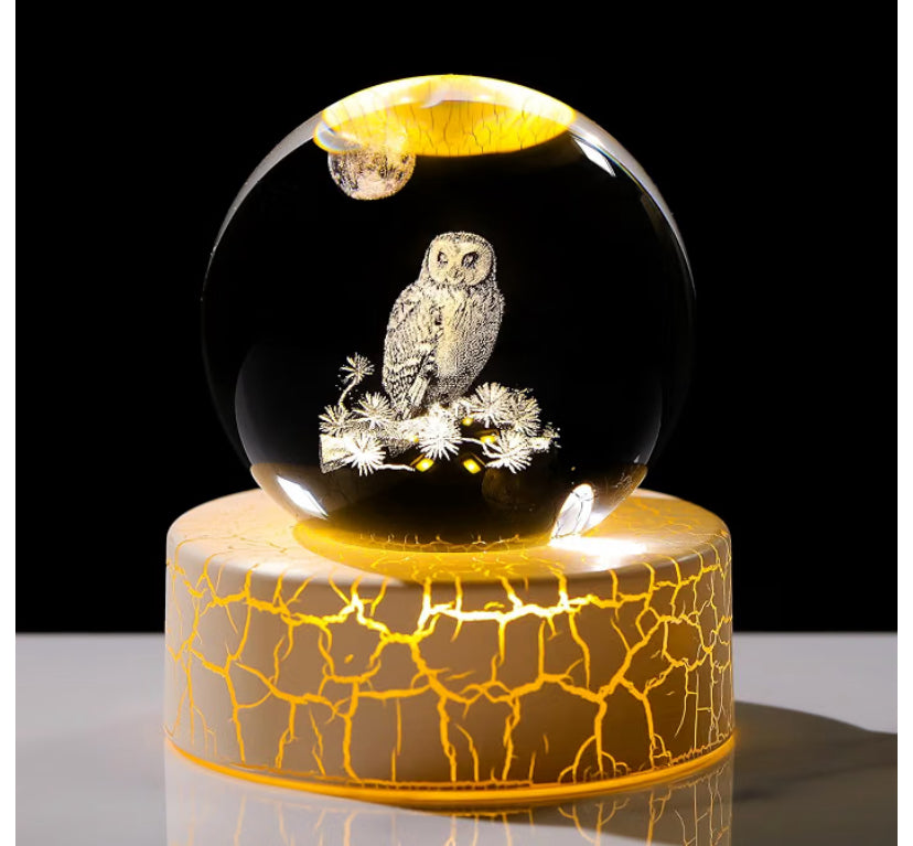 Crystal 3D Owl 2.36in Ball Figurine Gifts for Women Owl Lovers