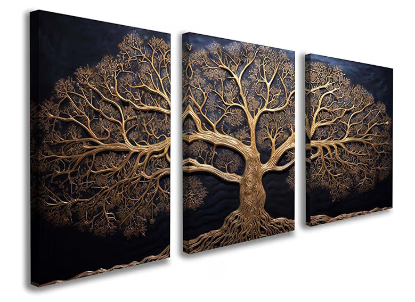 Set of 3 Framed Canvas Wall Art 12x16 Inch Each Butterfly and Leaf Painting Modern Wall Decoration for Living Room Bedroom Hallway and Stairs Artwork Wall Pictures with Hooks and Magic Tape