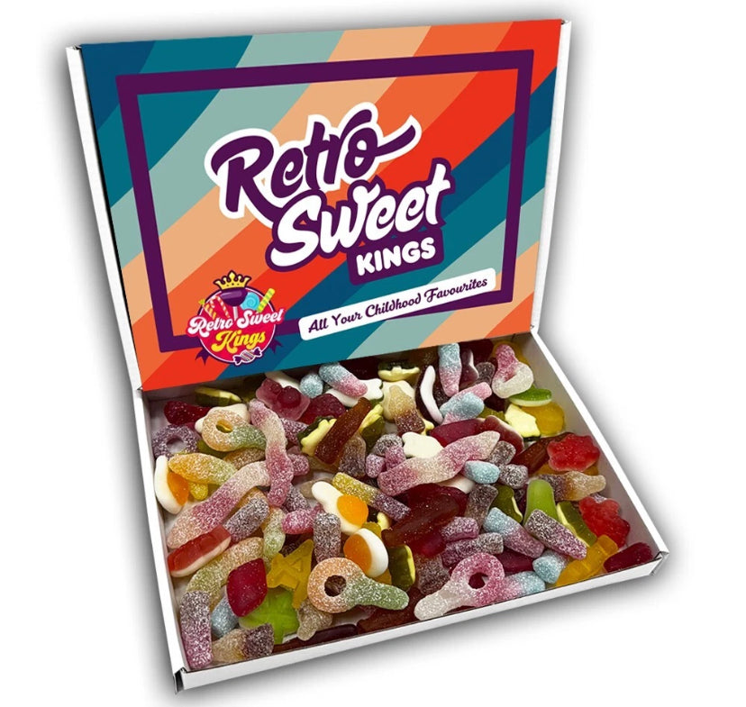 Sweet Mix Gift Box Fizzy and Jelly Sweets Retro Hamper Personalised Birthday