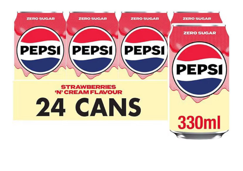 Pepsi Strawberry & Cream 330ml Can (Pack of 24)