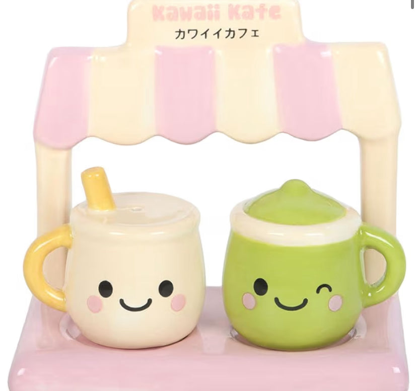 Latte Salt and Pepper Shakers | Novelty Ceramic Kitchen Tableware Set