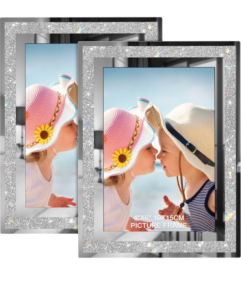 4x6 Bling Rhinestone Picture Frame, Border Picture Frame x2