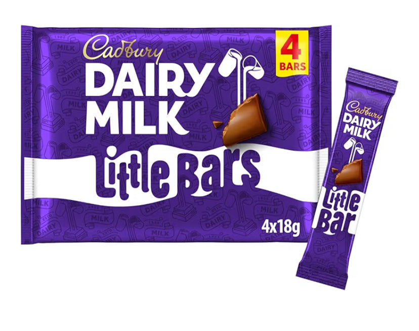 Cadbury Dairy Milk Chocolate Little Bar, 18 g (Pack of 4 Bars)