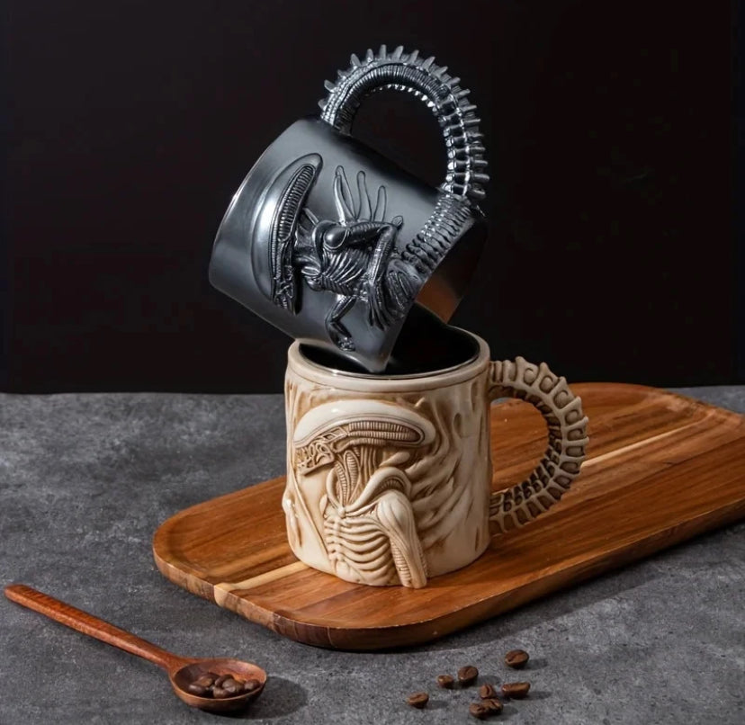 3D Alien Mug Flat Heat Transfer Coffee Cup Home Office Novelty Drinkware Gift