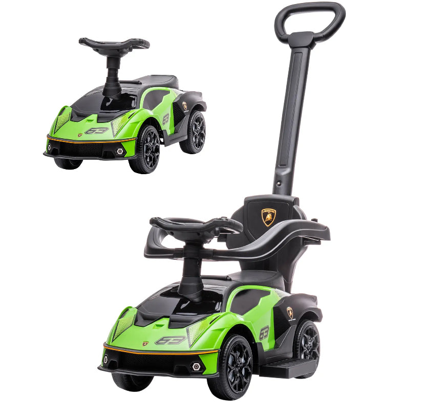Push Car for Toddlers, Lamborghini Kids Toy Car Stroller w/Push Handle & Detachable Guardrail, Horn & Engine Sound, Seat Storage, Foot-to-Floor Ride On Push Car for Boys Girls