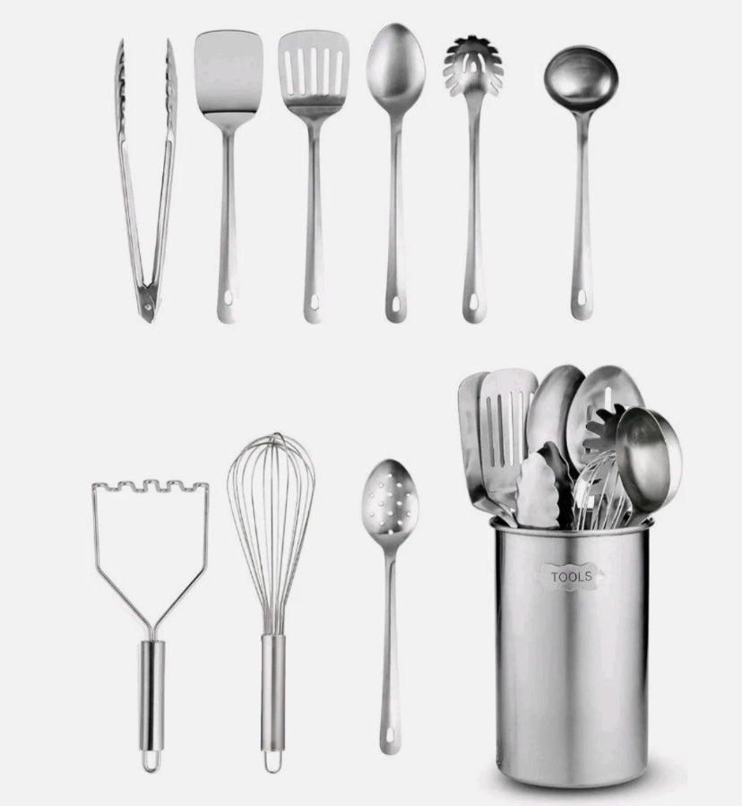FineDine 10 Piece Stainless Steel Kitchen Utensil Set