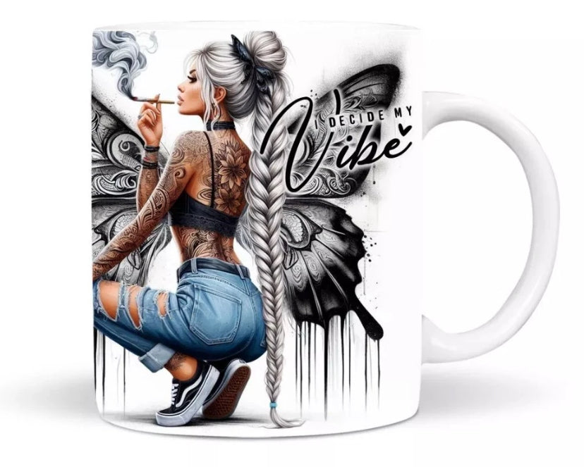 Decide My Vibe Girl Coffee/Tea White Ceramic Mug 11Oz Perfect Birthday Gift