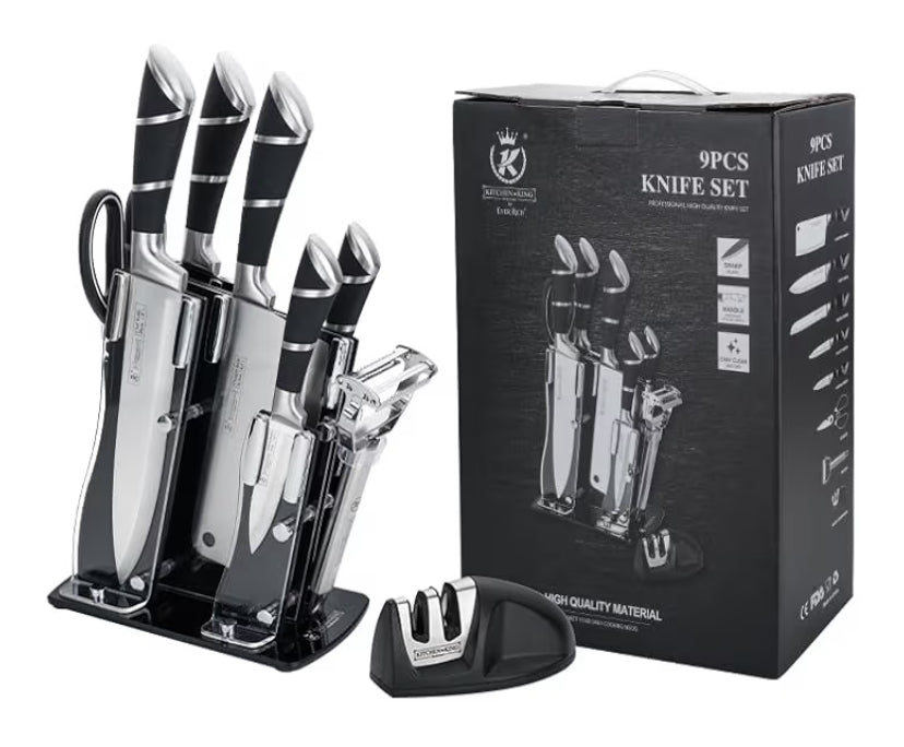 Stainless Steel Kitchen Knife Block Set, Knife Set, Ultra Sharp Knife Set (Pink STYL 13)