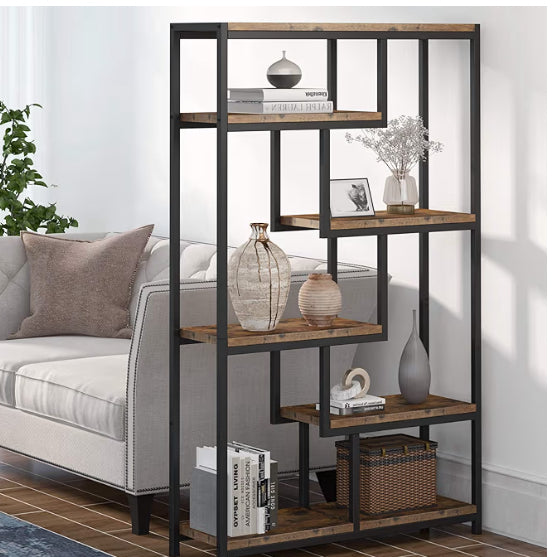 Tribesigns Bookcase Bookshelf Industrial, 5 Tier Free Standing Shelving Display Storage Unit for Living Room, Home Office (Brown)