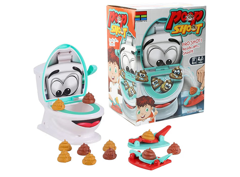Poop Shoot Game Toy - Funny Toilet Games - Toilet Creative Toy for Kids, Family Party Poop Shoot Game Toy, Include 12 Poops, 2 Launchers and A Sticker