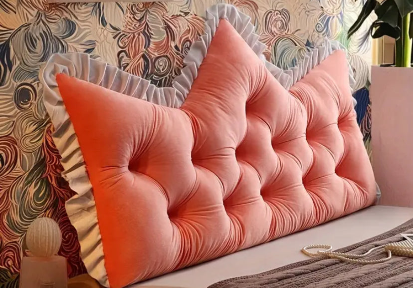 Extra Large Tufted Backrest Cushion - Luxury Sofa Bed Pillow with Ruffled Edges