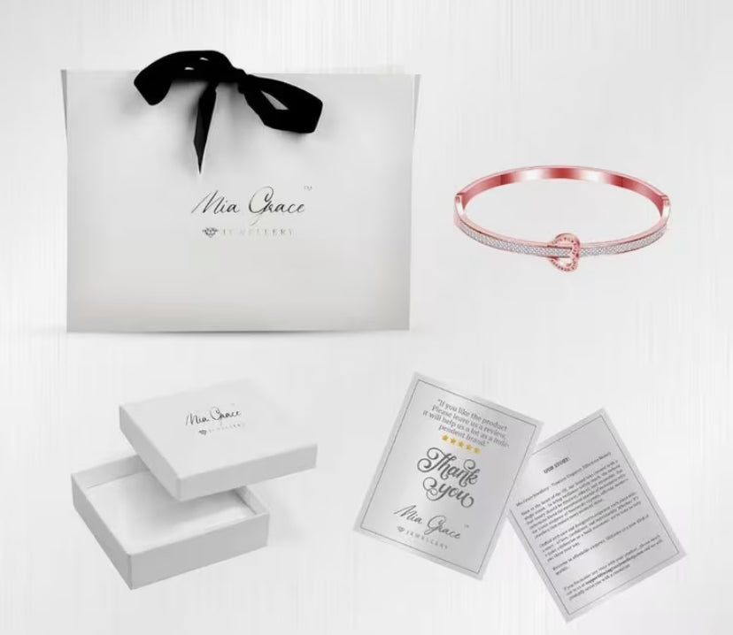 MGJ™ Love Forever Charm Bangle for Women with Austrian Crystals | Hypoallergenic Jewellery Gift for Her
