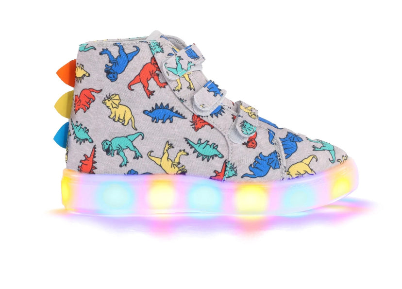 Boys & Girls Light Up Flashing Trainers – Dinosaur Boots & Shoes Kids
