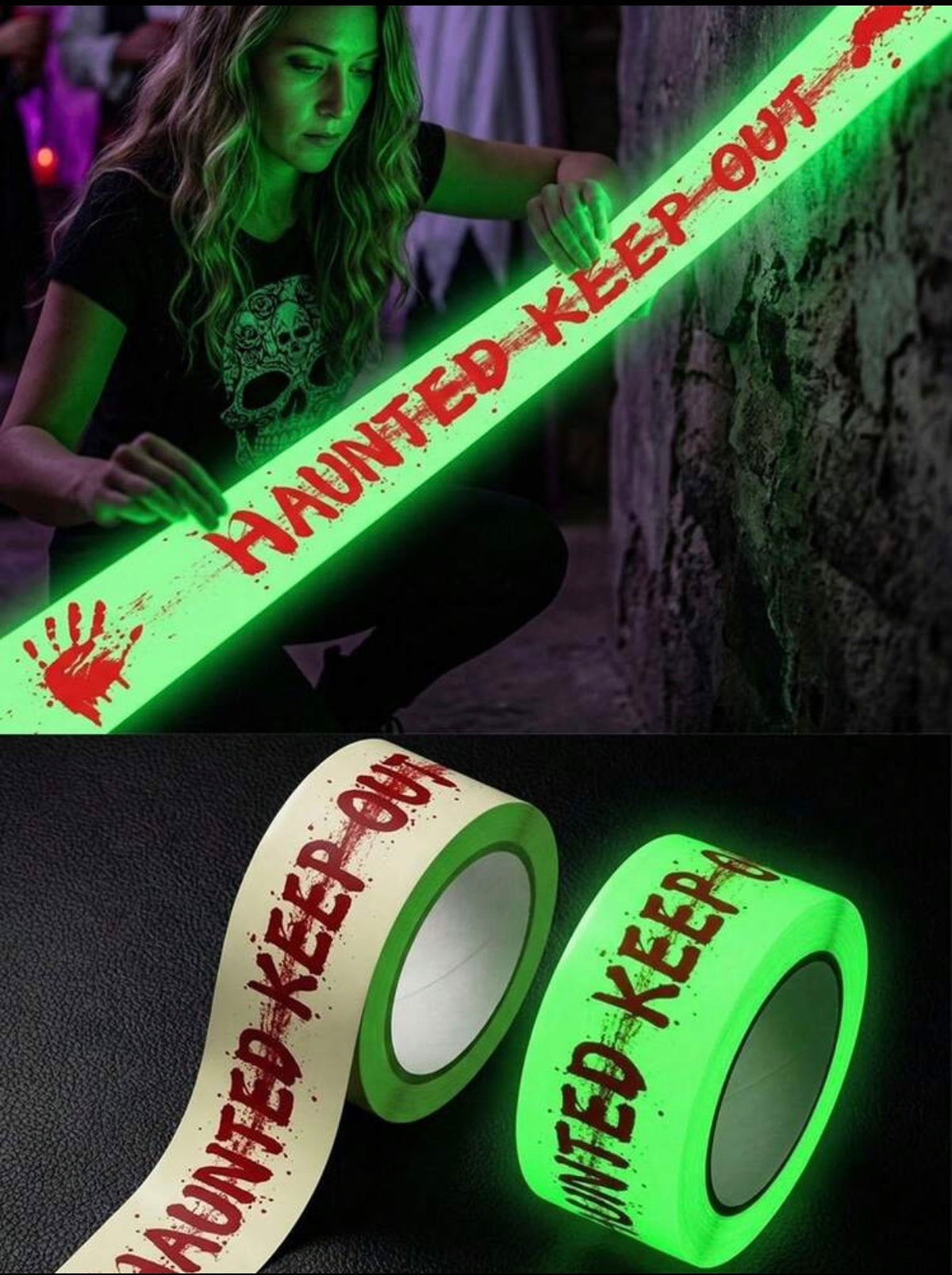 Halloween Fluorescent Glow Warning Tape