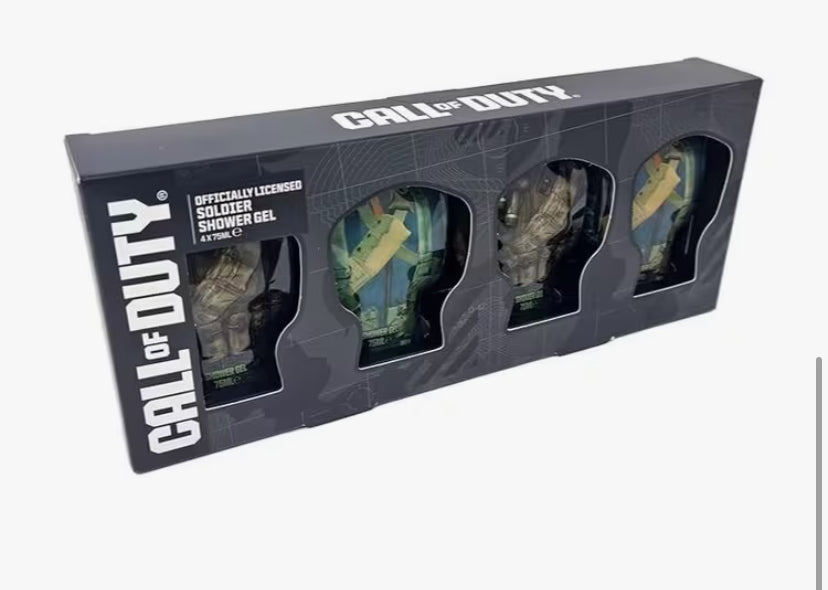 Call of Duty Shower Gel Gift Set – 4 × 75ml Body Wash Bottles – Gaming Themed Gift Box