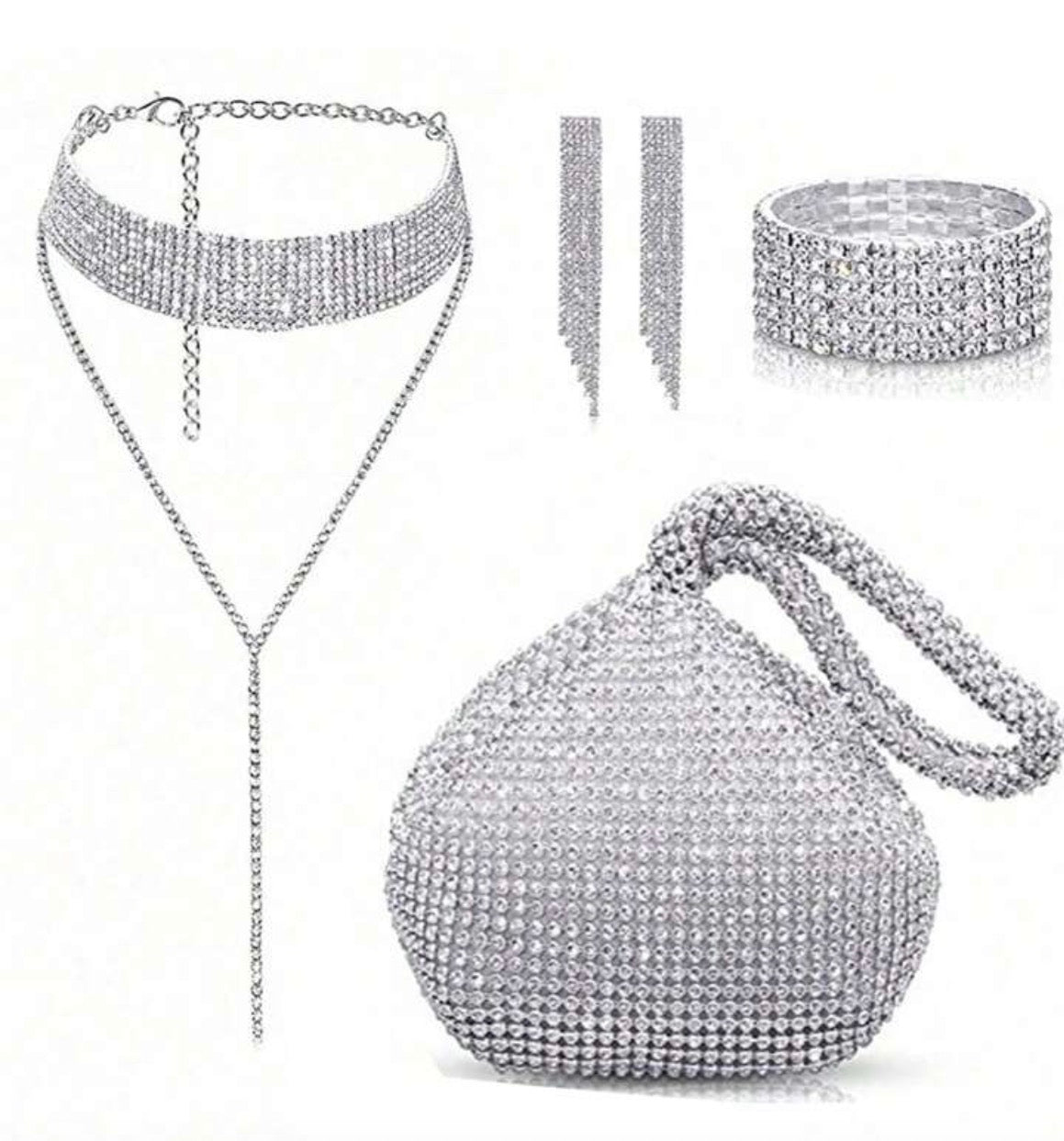 Luxury 4pcs/Set Women's Fashion Party Clutch With Rhinestone Decoration