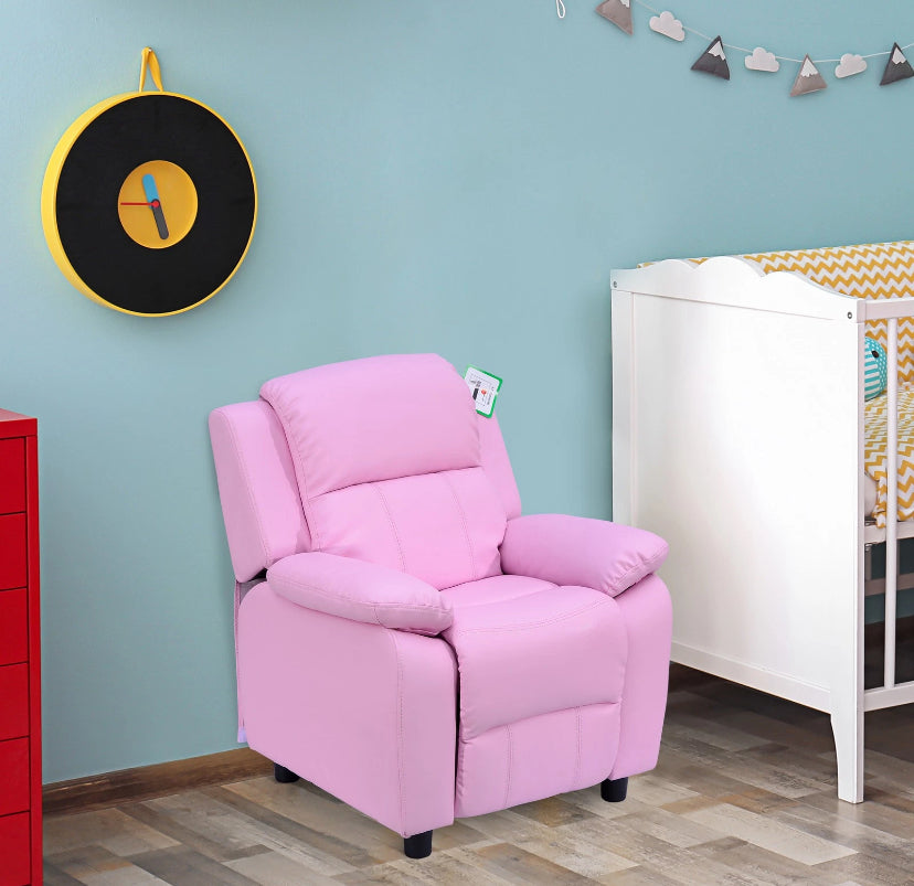 HOMOM Kids Recliner Armchair PU Leather Game Chair Children Sofa Seat Pink