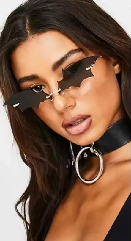 Bat Sunglasses Rimless Goth Glasses