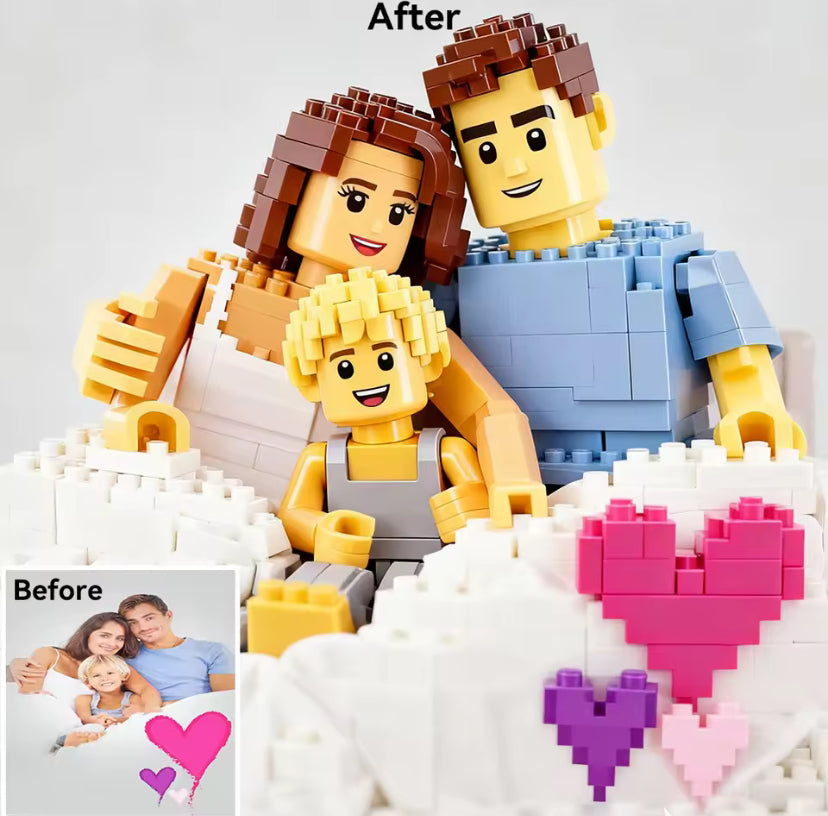 Custom Cartoon Building Block Style Portrait From Photo Personalized Cartoon Gift for Couples