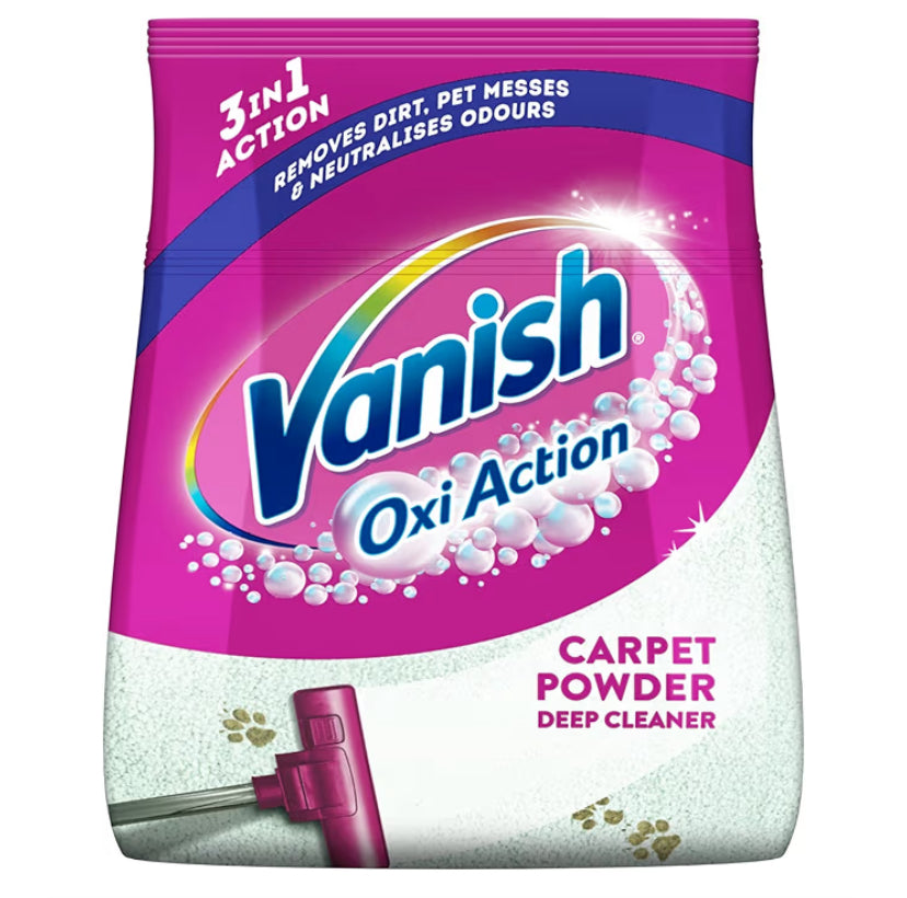 Vanish Oxi Action Carpet Powder, Spring Flowers, 650g, Eliminates Dirt, Pet Messes and Odours, Removes 3X More Dirt vs Vacuuming alone for a Deep Clean