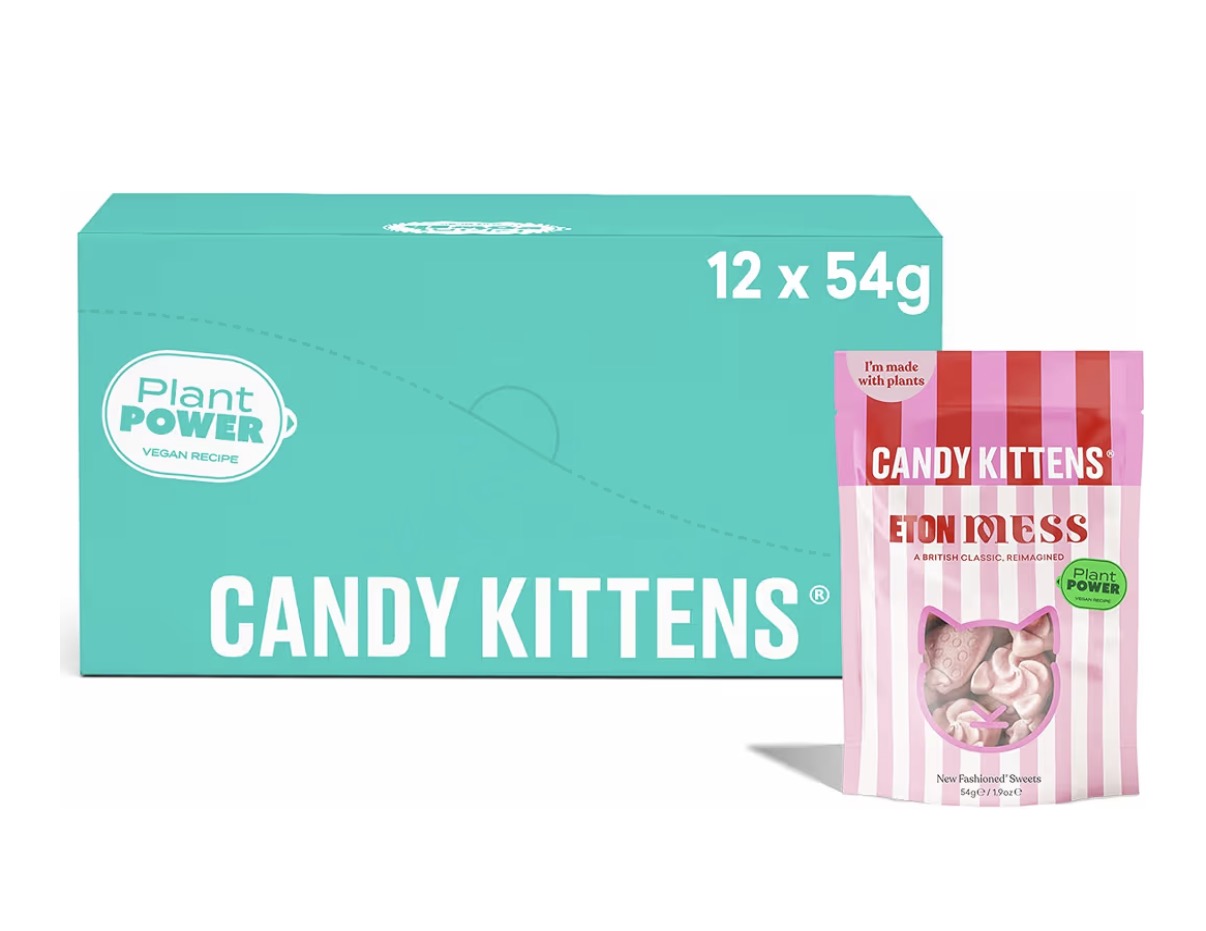 Candy Kittens Eton Mess Vegan Sweets, Vegan Treats with Fruit Juice & Natural Ingredients, Ideal for Pick and Mix Sharing, Soft & Chewy Candy, Vegetarian Sweets – 54g, Pack of 12