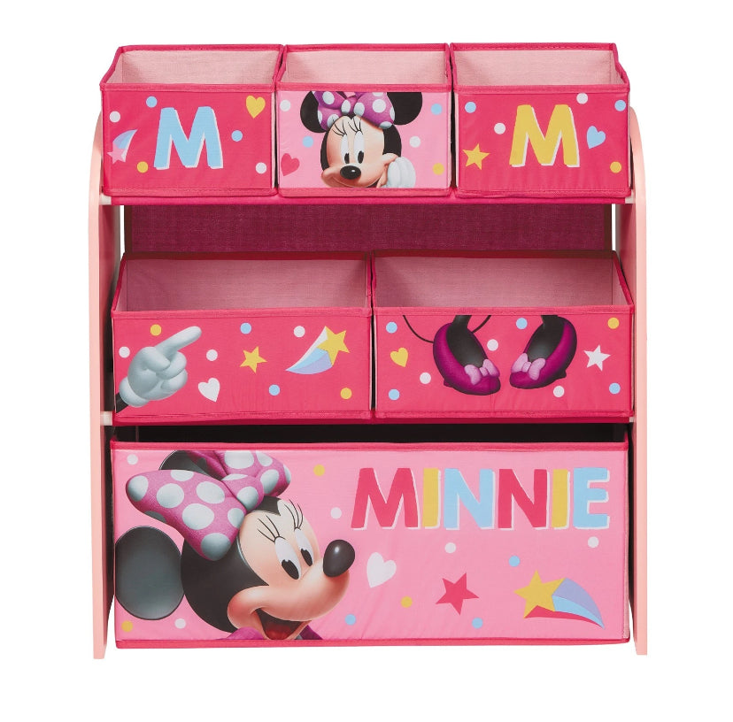 Minnie Mouse Wooden Toy Organiser with 6 Storage Bins