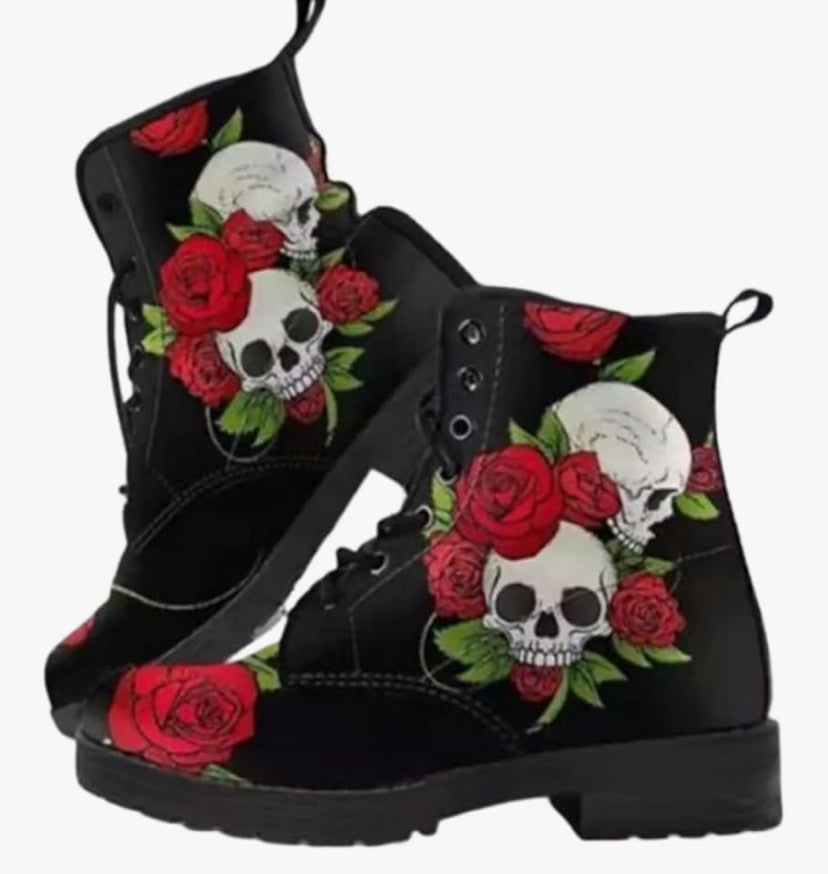 Goth Platform Ankle Boots with Bat Wing Buckles