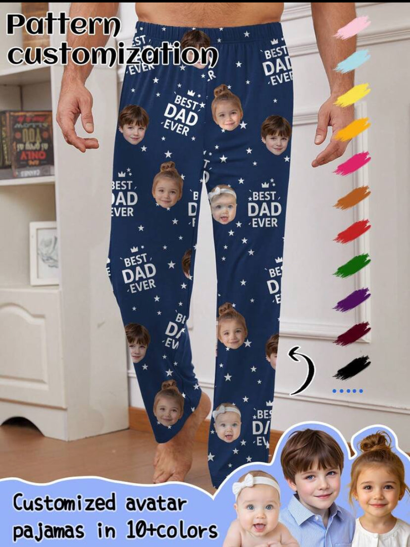 Printstory Customized Men's Pajama Pants With Unique Big Head Photo.