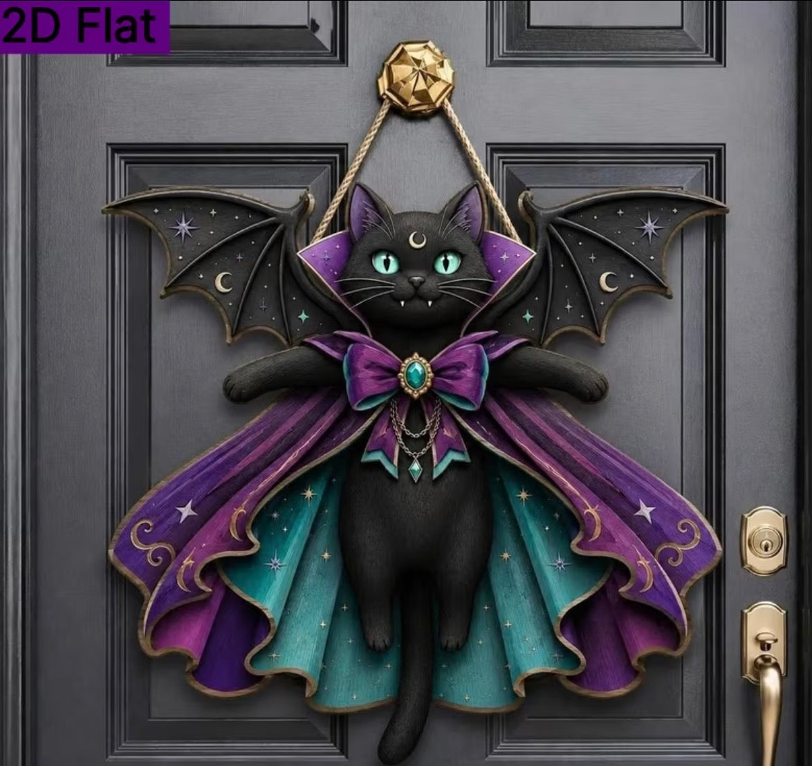 1pc Gothic Vampire Bat & Black Cat Wooden Wall/Table Decor - Suitable for Halloween