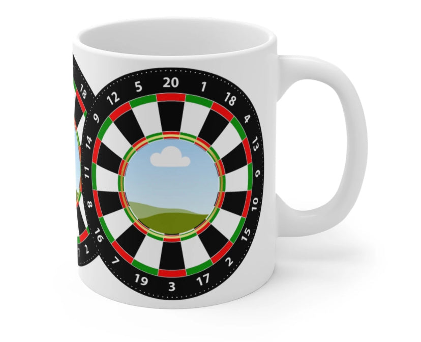 Personalised Darts Mug Gift - ADD PHOTOS - Dartboard Quote Dad Mum Birthday