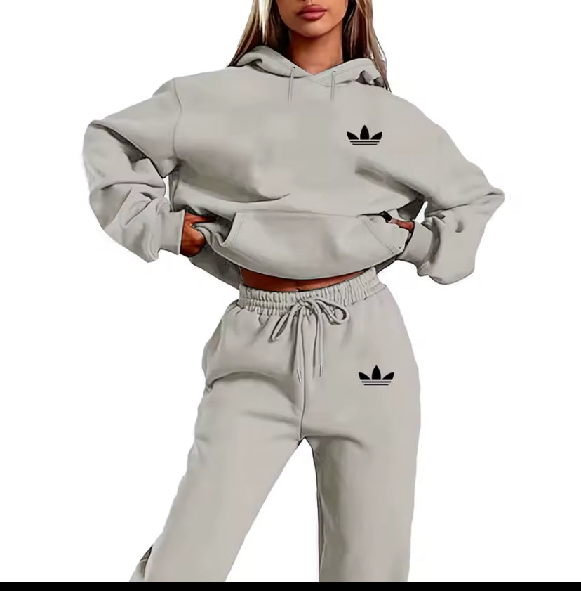 Letter Printed Women Hoodie set