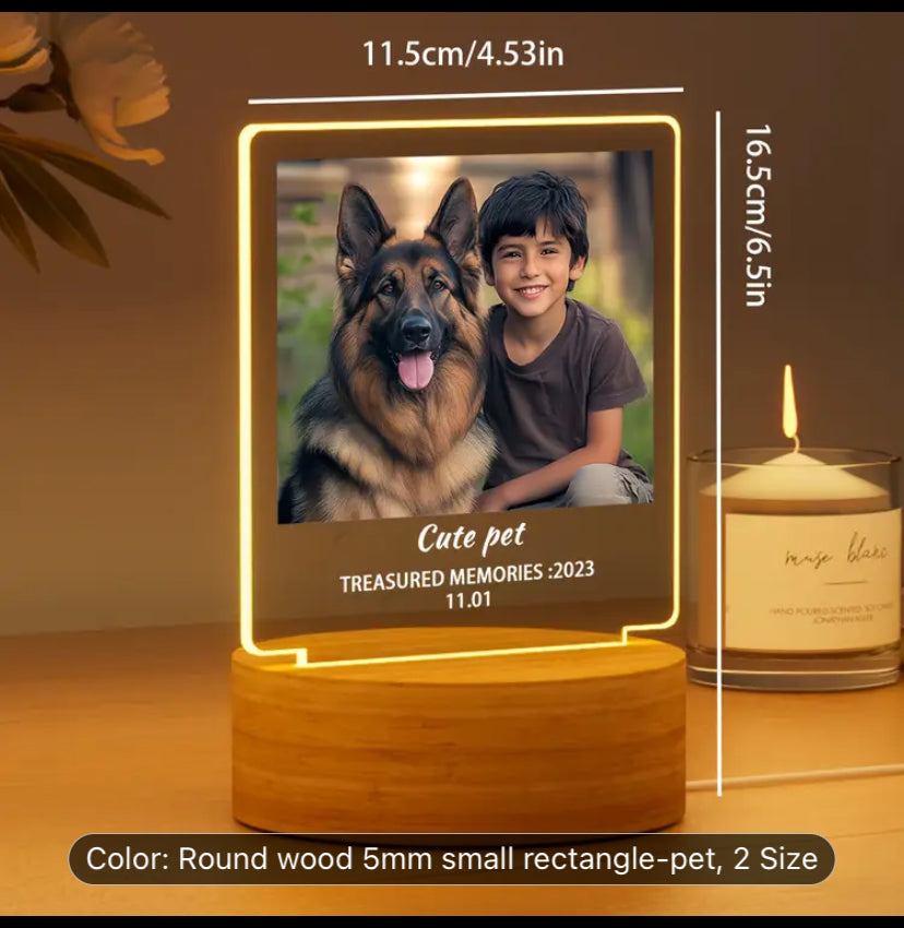 USB-Powered LED Light with Customizable Photo & Text - Modern Plastic Tabletop Decor