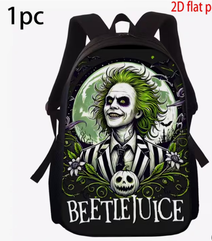 Casual Backpacks 2D Flat WB Beetle Juice Pattern