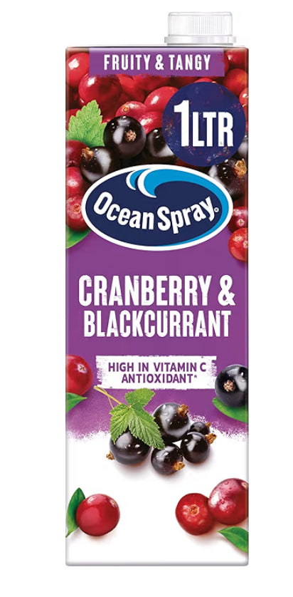 Ocean Spray Cranberry & Raspberry Juice Drink - 1L - Sugar & Natural Sweetener Fruit Juice - No Artificial Colours, Flavours or Sweeteners x2