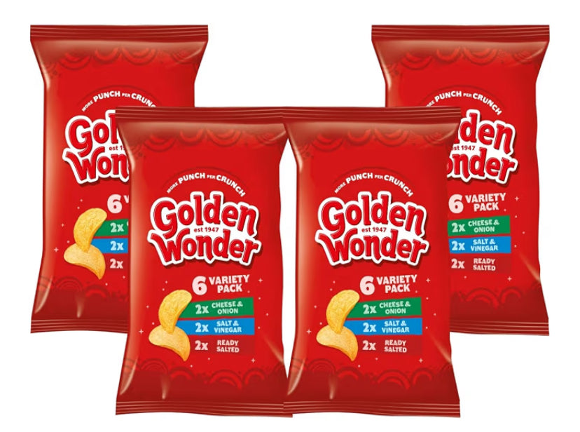 Golden Wonder Multipack Crisps Variety Pack 4 x Pack of 6 (25g) | More Punch Per Crunch