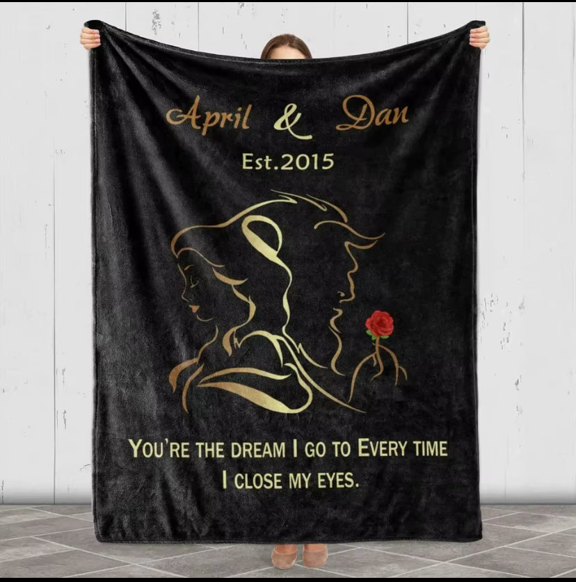 Beauty and the Beast Blanket with Custom Names