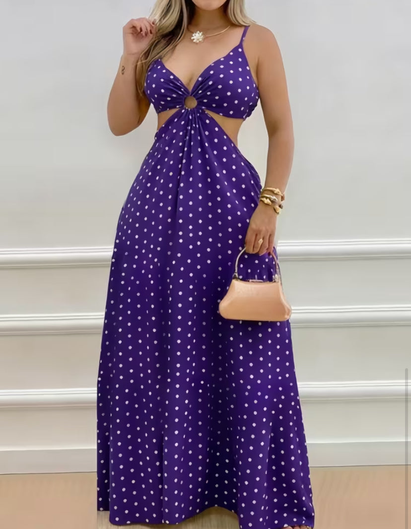 Summer New Bohemian Style V-Neck Polka Dot Dress for Women