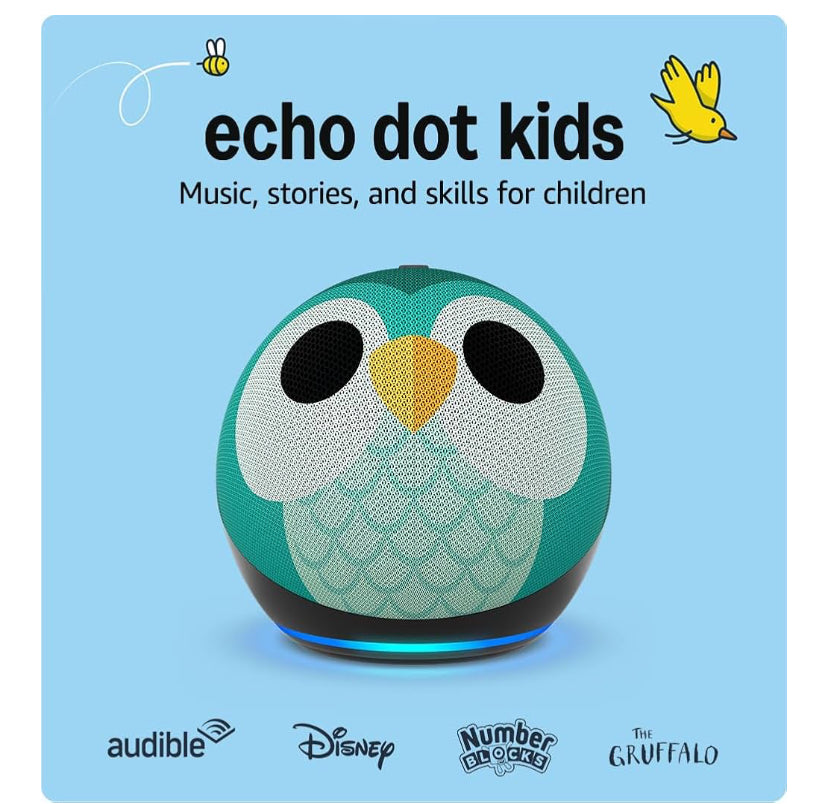 Echo Dot Kids (newest gen) | Wi-Fi and Bluetooth smart speaker with Alexa | With 1 year of Amazon Kids+ content | Owl