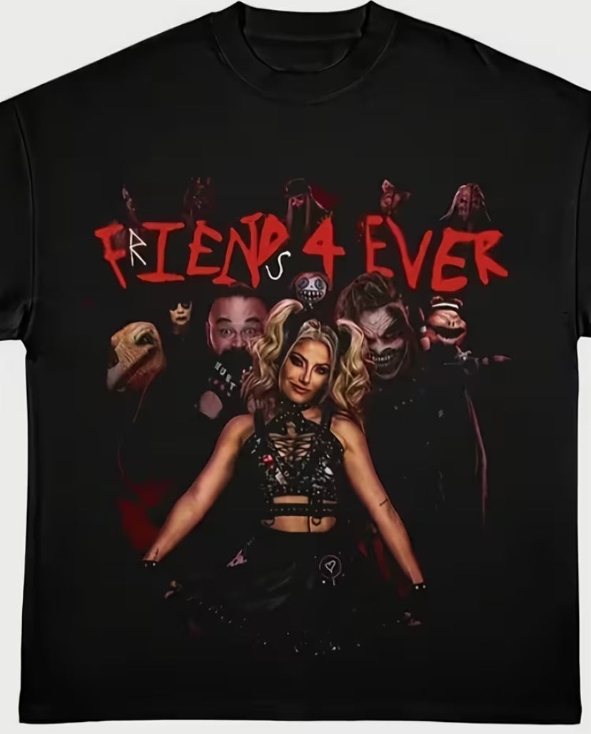 Men'S Alexa Bliss & Bray Wyatt Friends 4 Ever Wrestling T-Shirt - Black -Inspired Graphic Tee with Iconic Characters, Soft Breathable Short Sleeve Shirt for Fans