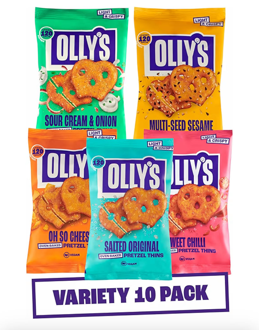 Pretzel Thins, New Variety Pack, 35g (Pack of 10), x2 Salted, x2 Multi Seeded, x2 Sour Cream, x2 Sweet Chilli x2 Cheesy, Low Calorie Snacks, Low Fat, Source of Fibre, No Preservatives